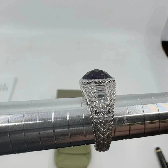 NEW Judith Ripka Ring Sterling Silver 925 Faceted Purple Amethyst Silver 6.75mm - Picture 5 of 8